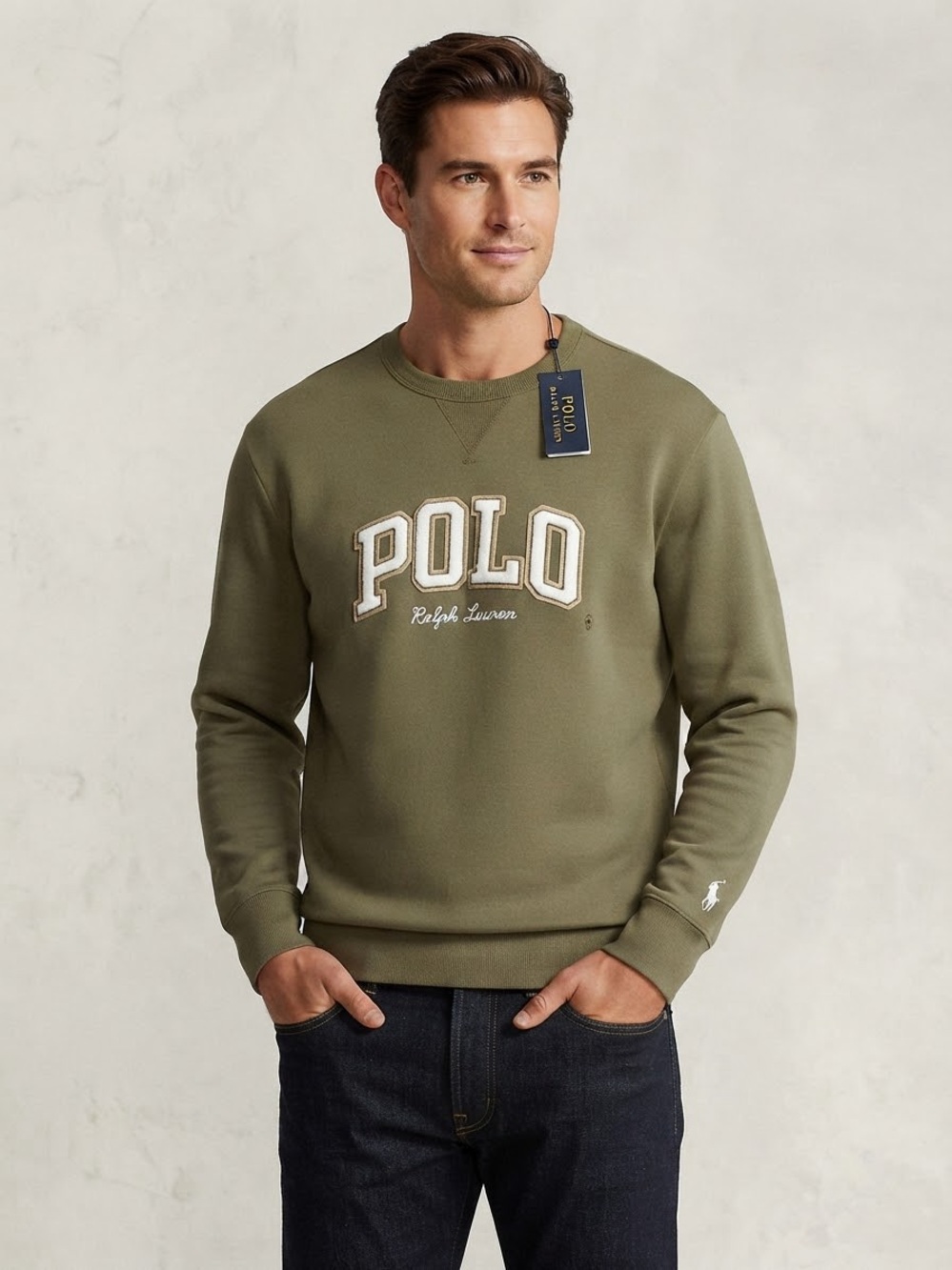 Polo by Ralph Lauren Olive Crewneck with White Script